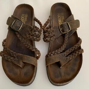 Footbeds Sandals Flats Genuine Leather Brown Sz 7.5 Womens